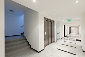 modern architecture, interior, view of the long corridor